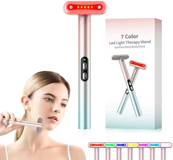 Red-Light-Therapy，Face Massager for Skin Care，Led Facial Light Therapy 7 Colors Eye Beauty Wand