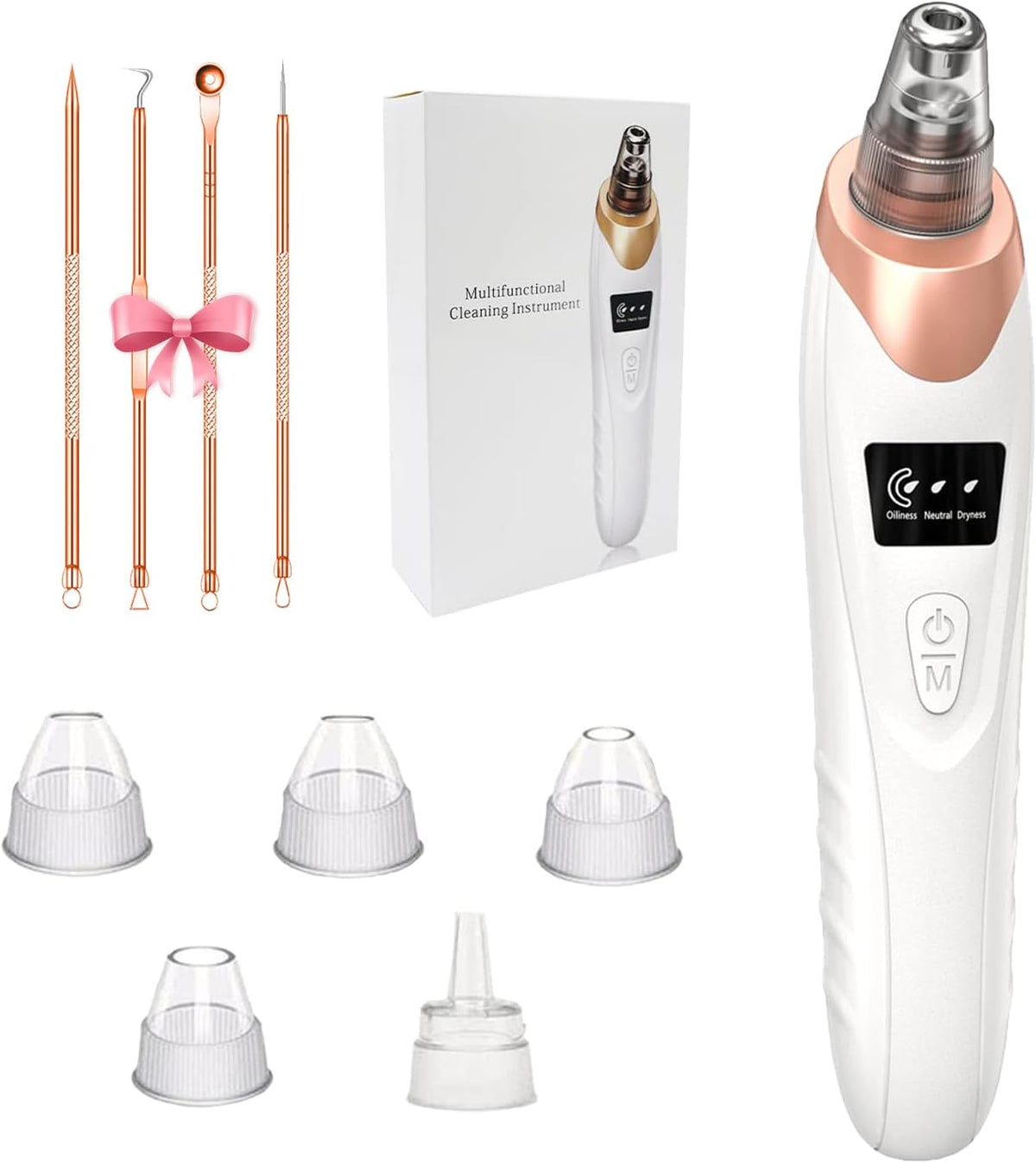 2026 Blackhead Remover Pore Vacuum,Facial Pore Cleaner-5 Suction Power,5 Probes,USB Rechargeable Blackhead Vacuum Kit Electric Pore Vacuum Tool for Adult