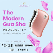 ProSculpt Heated Gua Sha Facial Massager – Electric Guasha Tool for Face Sculpting, Relaxation & Skincare | Soothing Vibration Facial Massage Tool with Contoured Design (Rose Gold)