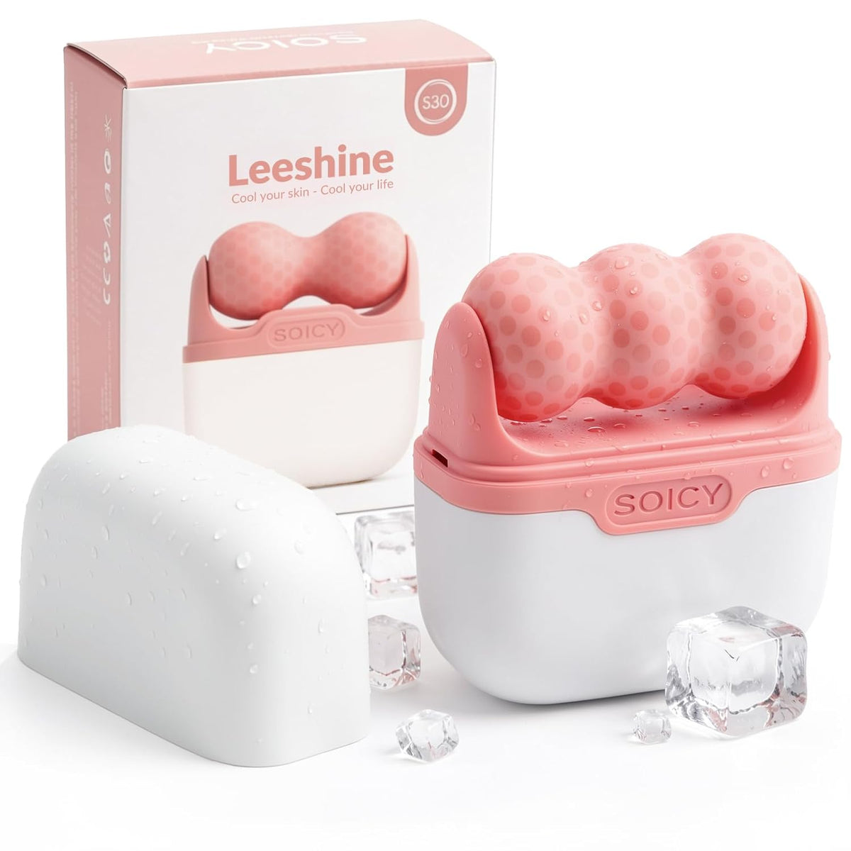 Ice Roller Set for Face and Eyes - Facial Skin Care Tools with 2 Cold Therapy Face Roller and Premium Travel Case, Self Care Gift for Men Women (Pink)