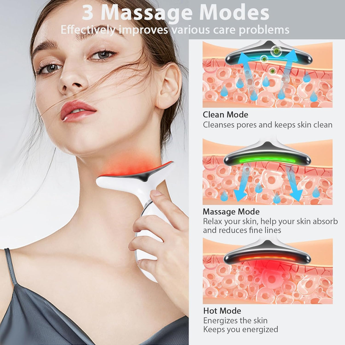 3 in 1 Face 𝖲cuIpting Tool, 7 Color Mode, Facial Massager for Face and Neck, At-Home Facial Beauty De𝗏ice for Skin Care, Face 𝖲cuIpting Wand
