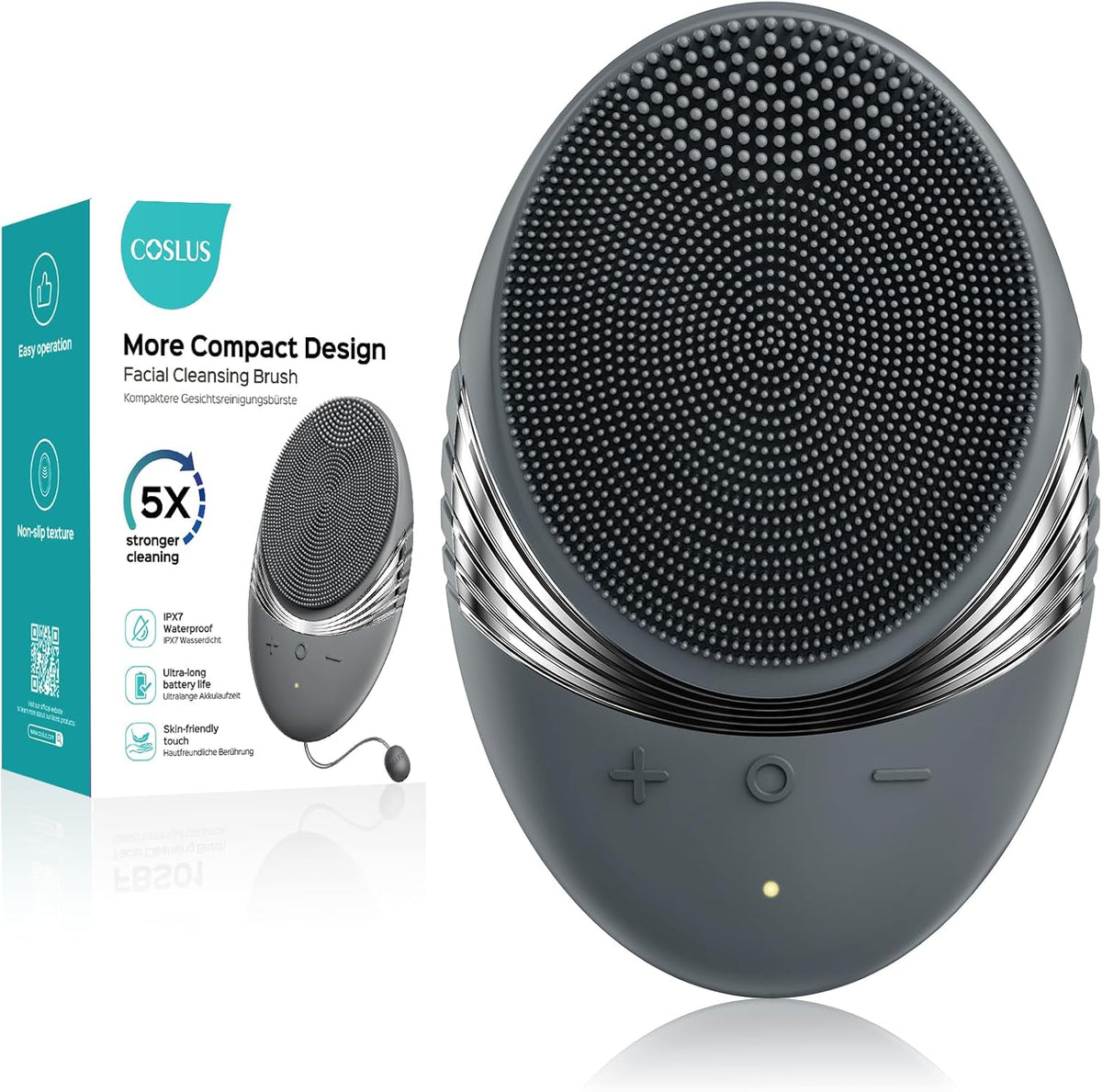 COSLUS Facial Cleansing Brush Face Scrubber : Portable Silicone Waterproof Rechargeable Face Wash Brush, 5 Cleansing Modes, Electric Deep Cleaning for Men & Women, Removing Blackhead (Light Purple)