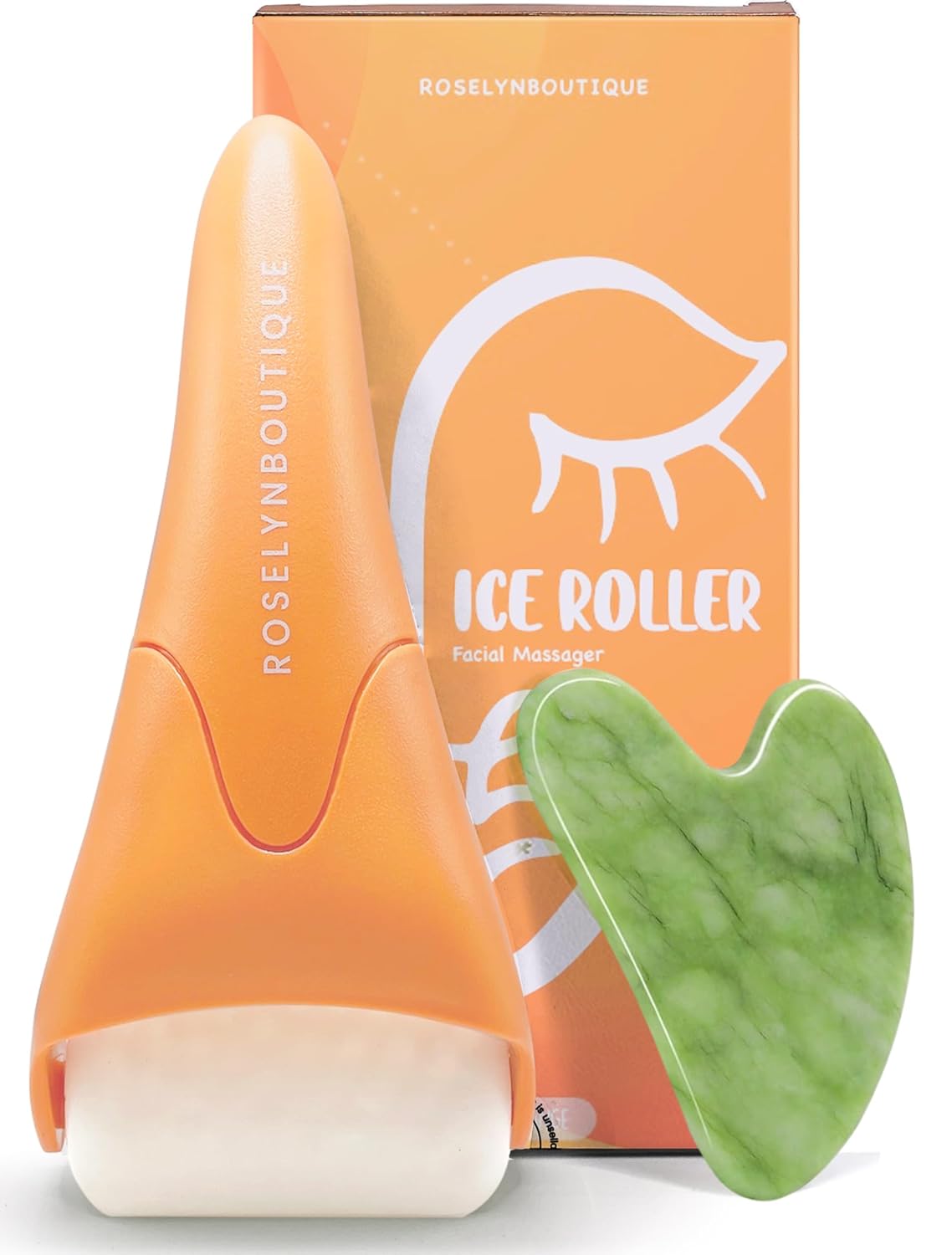 ROSELYNBOUTIQUE Ice Roller for Face & Gua Sha Facial Tools - Wrinkles Fine Lines Puffiness Massager Facial Skin Care Tools Self Care Gifts for Men Women (Green)