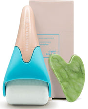 ROSELYNBOUTIQUE Ice Roller for Face & Gua Sha Facial Tools - Wrinkles Fine Lines Puffiness Massager Facial Skin Care Tools Self Care Gifts for Men Women (Green)