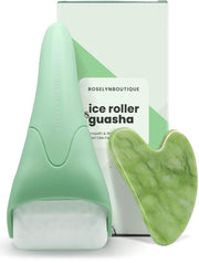 ROSELYNBOUTIQUE Ice Roller for Face & Gua Sha Facial Tools - Wrinkles Fine Lines Puffiness Massager Facial Skin Care Tools Self Care Gifts for Men Women (Green)