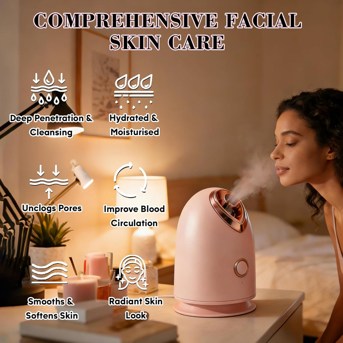 Facial Steamer Spa Kit with 17 Skin Care Tools, Nano Ionic Face Steamer for Deep Cleaning Unclogs Pores, Warm Mist Humidifier Steamer for Face Home Sauna SPA, Self Care Gifts for Women