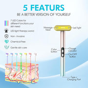 Red-Light-Therapy，Face Massager for Skin Care，Led Facial Light Therapy 7 Colors Eye Beauty Wand