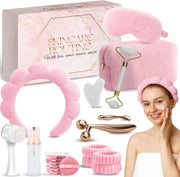 Skincare tools set, cute skin care tool for teens, facial accesories for skincare, clean girl aesthetic gifts, teen skin care kit, pink selfcare item, face cleaning kit, face washing kit for teen girl