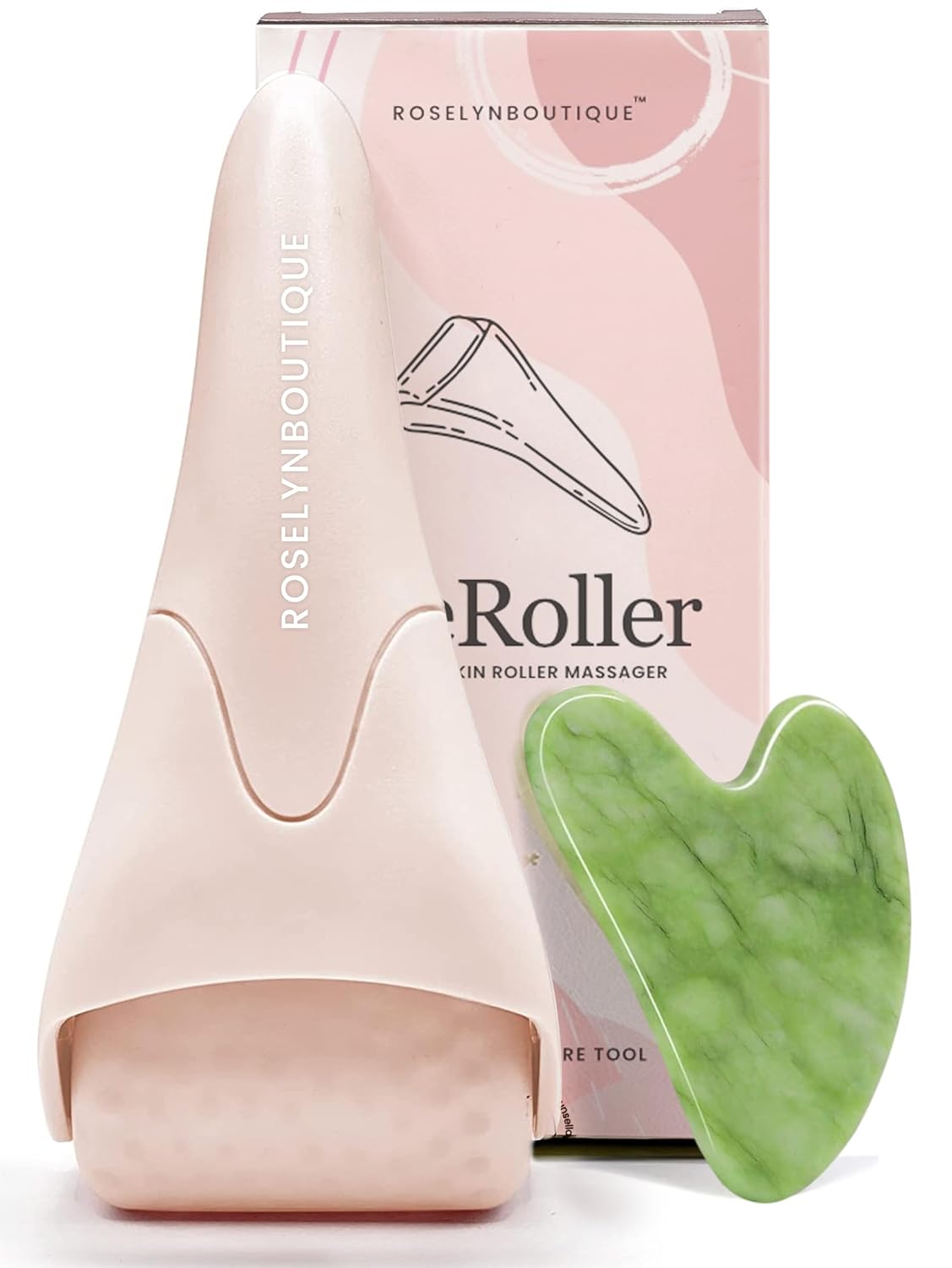 ROSELYNBOUTIQUE Ice Roller for Face & Gua Sha Facial Tools - Wrinkles Fine Lines Puffiness Massager Facial Skin Care Tools Self Care Gifts for Men Women (Green)