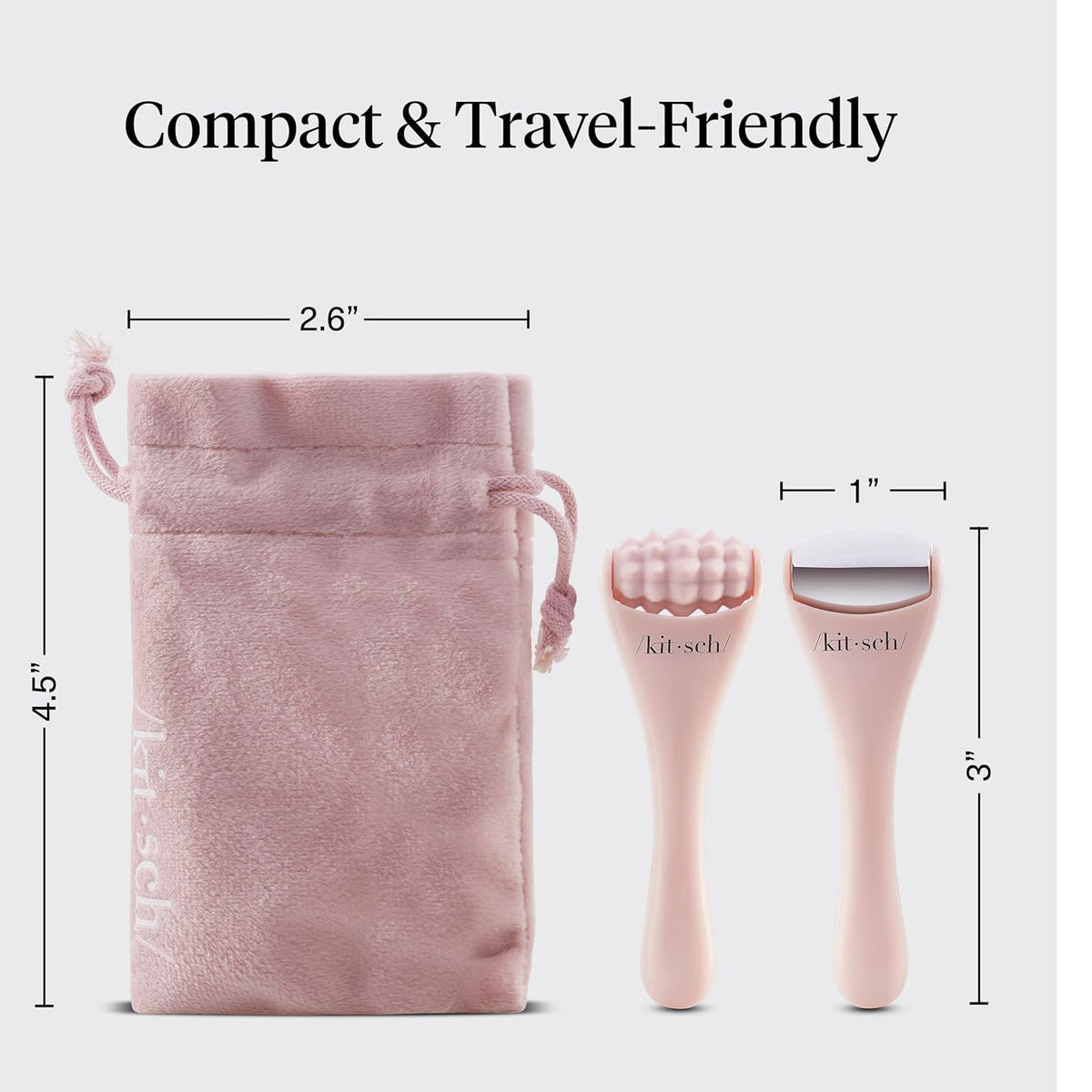 Kitsch Mini Facial Roller & Ice Face Roller Skin Care Tool Set – Stainless Steel Face Rollers to Reduce Puffiness, Redness & Headaches, Great Irritation Relief & Spa-Like Experience Anywhere - Blush