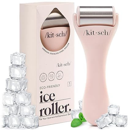 Kitsch Mini Facial Roller & Ice Face Roller Skin Care Tool Set – Stainless Steel Face Rollers to Reduce Puffiness, Redness & Headaches, Great Irritation Relief & Spa-Like Experience Anywhere - Blush
