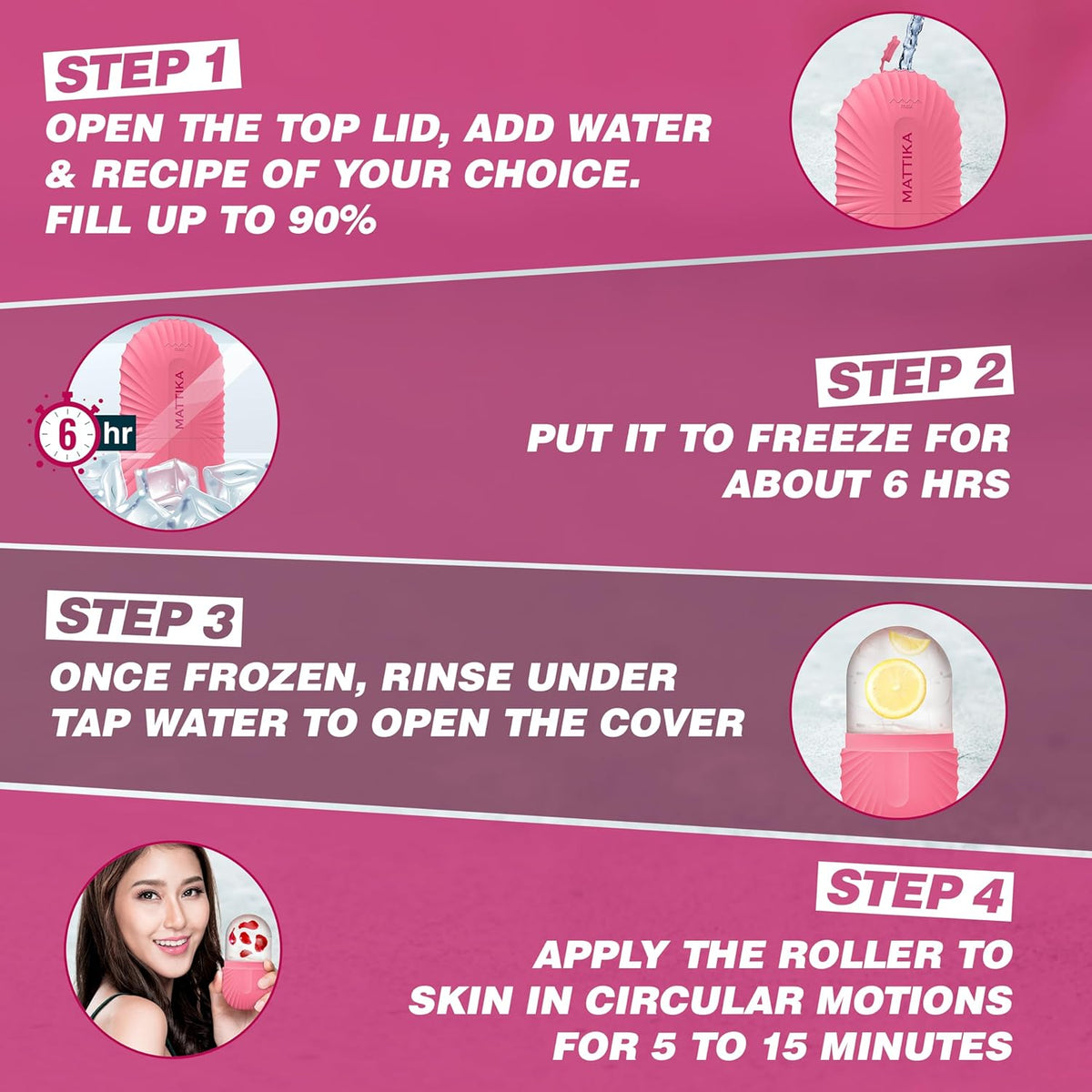 Ice Roller for Face & Eyes – Facial Ice Roller for Under Eye Puffiness, Reusable Silicone Ice Face Roller Massager for Skin Tightening, Pore Shrinking & Cooling Skincare Tool (Pink)