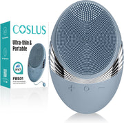 COSLUS Facial Cleansing Brush Face Scrubber : Portable Silicone Waterproof Rechargeable Face Wash Brush, 5 Cleansing Modes, Electric Deep Cleaning for Men & Women, Removing Blackhead (Light Purple)