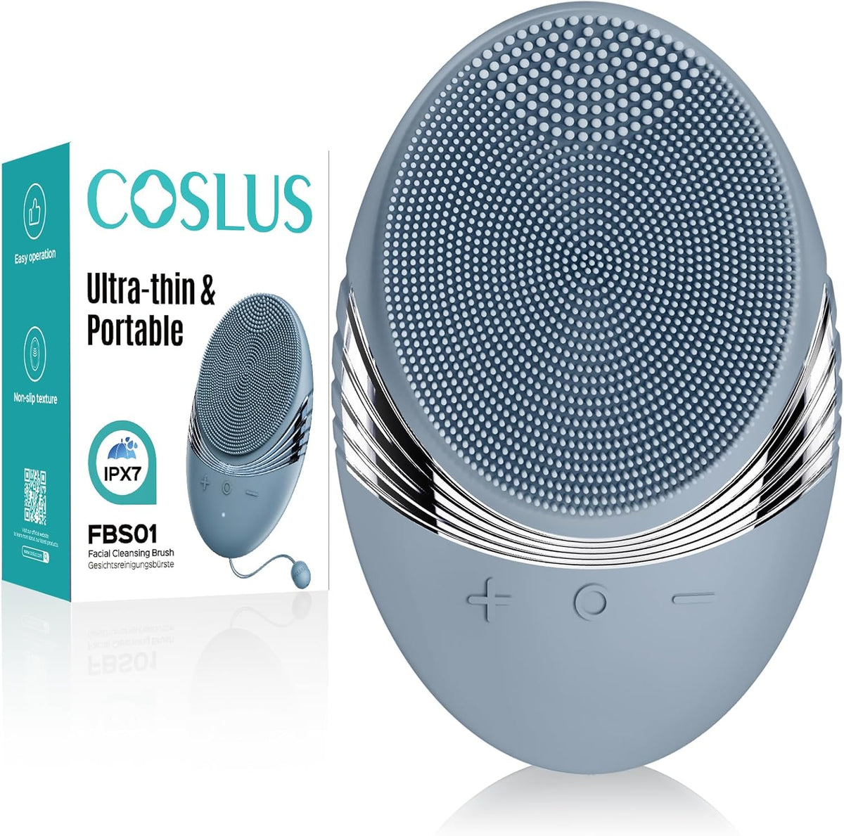 COSLUS Facial Cleansing Brush Face Scrubber : Portable Silicone Waterproof Rechargeable Face Wash Brush, 5 Cleansing Modes, Electric Deep Cleaning for Men & Women, Removing Blackhead (Light Purple)